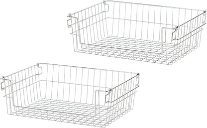 TRINITY 2-Pack Stackable Metal Wire Storage Baskets With Handles, EcoStorage Chrome, 19 Inches