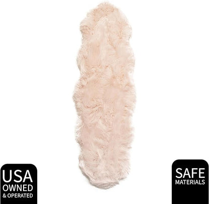 Super Area Rugs Ultra Soft & Fluffy Faux Sheepskin Rug, Light Pink 2 x 6 Feet Sheepskin Carpet for Bedroom Living Room