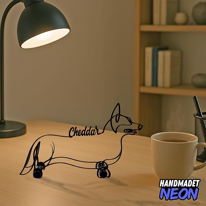 Personalized Corgi Dog Minimalist Sculpture, Custom Dogs Name Metal Desk Decor, Decorative Aesthetic Table Sign Gifts for Officer, Friends, Animal Lover, Kids, Mom, Dad