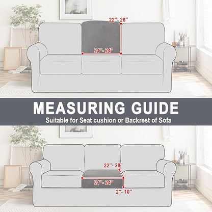 Couch Cushion Cover Velvet 1 Piece Seat Cushion Cover Stretch Armchair Cover Separate Sectional Sofa Slipcovers Furniture Protector (1-Seater or Sofa Backrest, Light Grey)