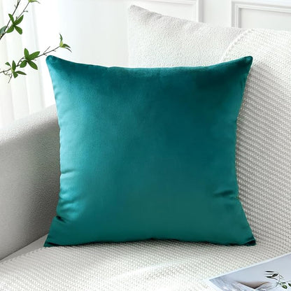 Artscope Luxury Velvet Pillow Covers Decorative Square Pillowcases Soft Solid Cushion Cases for Couch Sofa Bedroom Home Decor 24x24 Inch Teal