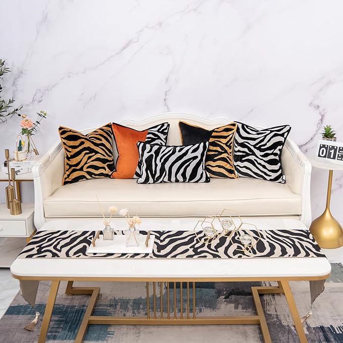 Yangest Black and Gold Rectangle Pillow Cover Cut Velvet Leopard Print Cushion Cover Luxury Modern Pillowcover for Couch Living Room Bedroom,12x20 Inch