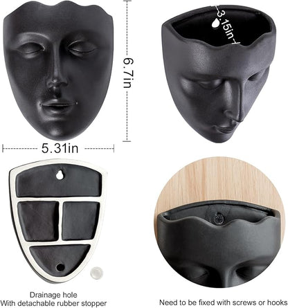GDYOOSHOW 6.7" Tall Hanging Planter Wall Flower Pot for Garden Balcony Indoor or Outdoor (Black Resin)