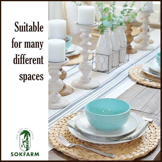 Woven Placemats Set of 8, Table Mats Set of 8, Water Hyacinth Round Placemats for Round Table, Chargers for Dinner Plates, Wicker Chargers for Dinner Plates, Woven Placemat, Place Mats 13.4 in