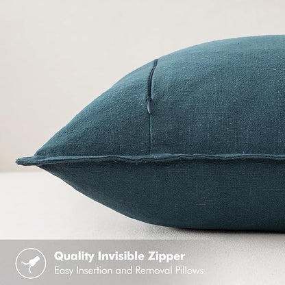 MIULEE Decorative Linen Euro Sham Pillow Covers 26x26 Blue Boho Farmhouse Neutral Couch Throw Pillows for Bed Pack of 2 Accent Coastal Modern Pillowcase Summer Sofa Livingroom Home Decor