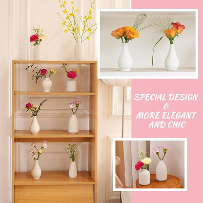 8 Pack Ceramic Bud Vase, White Ceramic Vase Modern Mini Bud Vase in Bulk for Centerpieces, Small White Vase for Flowers Pampas Grass, Wedding, Home