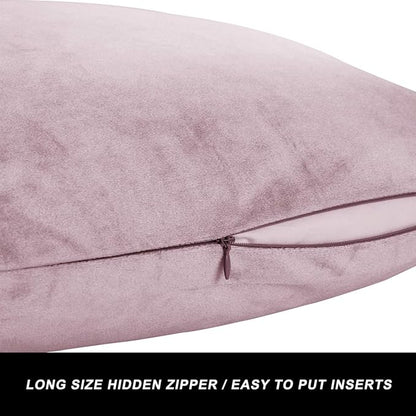 GIGIZAZA Decorative Couch Throw Pillow Cover,Set of 2 18x18 Sweet Lilac Pillow Covers,Square Sofa Velvet Throw Cushions