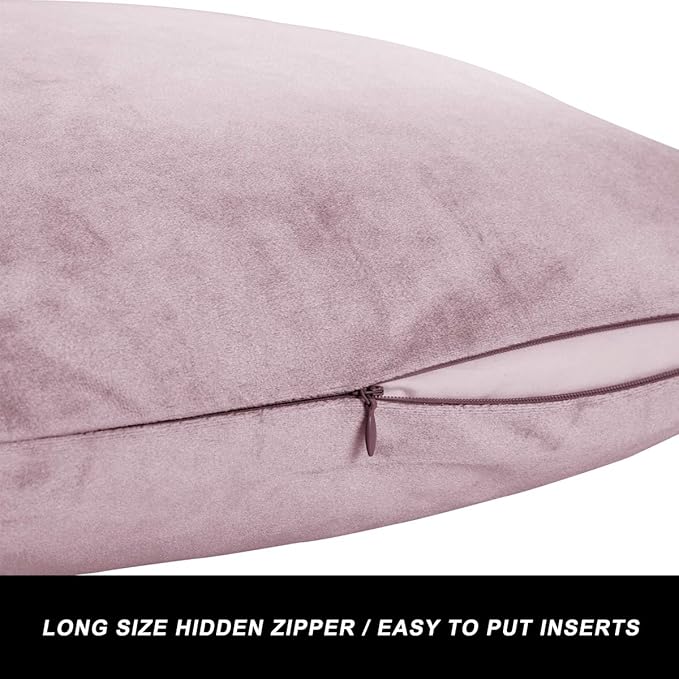 GIGIZAZA Decor Throw Couch Pillow Covers,Set o 2 Sweet Lilac Sofa Cushion Pillow Covers,Velvet Pillow Cases 26x26inch