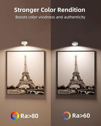 EZVALO Picture Lights for Wall, 2000mAh Rechargeable Battery Magnetic Poster Lights with 3 Color Temps & 12 RGB, Remote Dimmable Timer Painting Light, Wall Decor Light for Art Display, Frame (6 Pack)