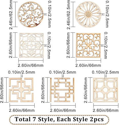 GORGECRAFT 7 Style 14Pcs Wooden Carved Onlay Appliques Carving Decal Corner Craft Unpainted Furniture Home Window Decoration Wood Carving Decal for Dresser Bed Door Cabinet Wardrobe Ceiling