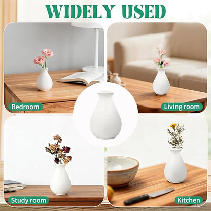 15 Pack White Ceramic Bud Vases Bulk, 3.9 Inch Small Boho Flower Vase, Matte White Vase for Centerpieces, Pampas Grass, Dried Flowers, Wedding Table and Home Décor