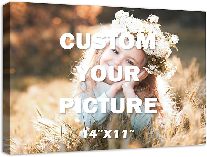 YYYYHPP Canvas Prints with Your Photos, Personalized Photo to Canvas Wall Art,Canvas Printing for Wedding, Family, Baby, Pets, Home Office Decor, Wrapped Frame 14"x11"