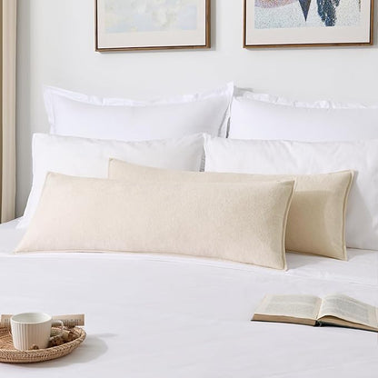 Kevin Textile 14x36 Inch Long Lumbar Cover 1 Pack Soft Boucle Textured Decorative Waterproof Rectangle Cushion Elegant Accent Pillows for Couch Sofa Chair Bed Home Decor Indoor Outdoor Cream White