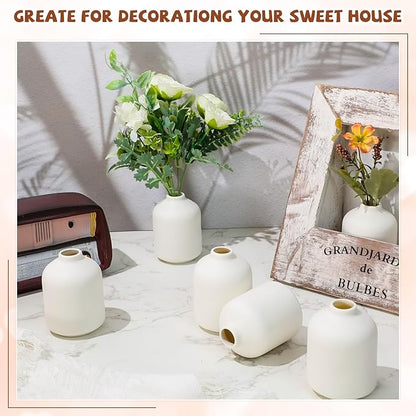 Tioncy 30 Set 3.9"*2.76" White Ceramic Bud Vases Bulk Valentine's Day Decoration Boho Wedding Centerpieces White Ceramic Vases for Dry Flowers Pampas Grass Home DIY Wedding Table Decor (Stylish)