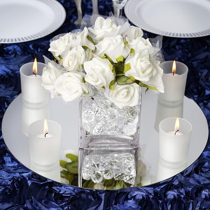 Efavormart 14" Round Glass Mirror Wedding Party Table Decorations Centerpieces - 4 PCS