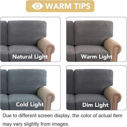 H.VERSAILTEX Multi-Pieces Sofa Covers Stretch Couch Covers Form Fitted Seats and Back Cushions Covers (2 Seat Covers Plus 2 Back Cushion Covers, Bonus 2 Armrest Covers), Grey