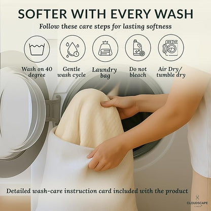 Luxury 100% Cotton Muslin Throw Blanket, 4 Layer Extra Large 50x70in, Perfect for Couch, Sofa, Home Decor, Soft Cotton Gauze Travel Blanket, Winter Cozy Throw, All Season Ivory