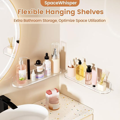 SpaceWhisper Floating Shelves for Wall, 12-Pack 15" Wall Shelves for Bathroom, Bedroom, Living Room, Display Hanging Shelf Organizer for Book, Picture Ledge, Figure Storage, Room Decor (Clear)