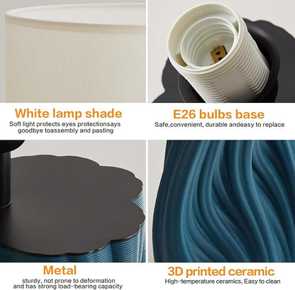 Modern Large Ceramic Plug in Blue Table Lamps for Living Room Bedroom 26.75"