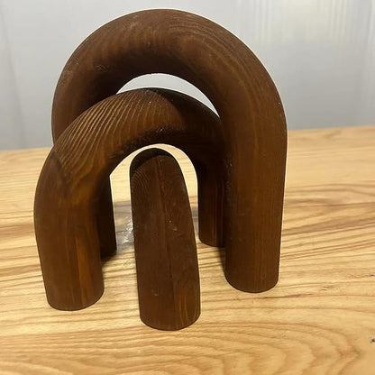 3Pcs Wood Arch Decor Accents - Home Book Table Decorative Rustic Arch Decor Modern Boho Minimalist Coffee Table Bookshelf Living Room Entryway Aesthetic Decorations Objects (Pumpkins)