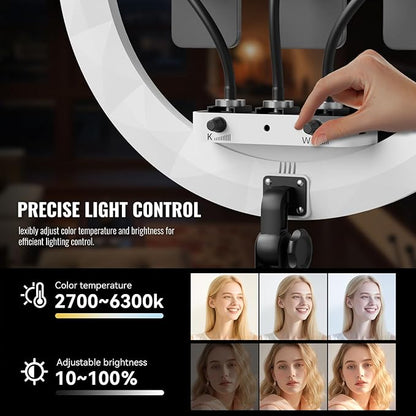 Large Ring Light with Stand, 19" Ring Light Tripod for iPhone, Professional Led Ringlight for Live Streaming, Barber, Makeup, YouTube, Tiktok, White
