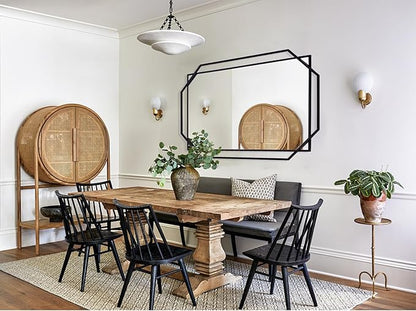 48.5"x32.5" Large Decorative Bathroom Mirror for Wall with Metal Frame, Black Hanging Mirror for Wall, Living Room, Dining Room, Entryway