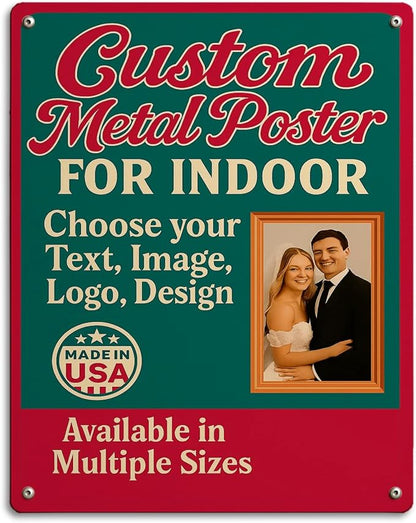 Custom Metal Posters by BCB for Indoor Use | Personalized Metal Wall Art & Photo Prints | Vintage Signs, Metallica Poster, Wall & Bedroom Decor | Multiple Sizes | Made in USA