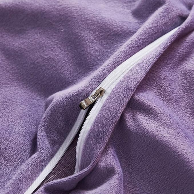 Uhamho Set of 2 Standard Pillowcases Faux Fur Throw Pillow Covers Queen Size Shams Soft Velvet Decorative Zipper Closure (Purple, 20"x26")