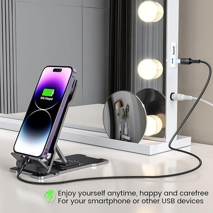 VESAUR Hollywood Vanity Mirror with Lights, Large Lighted Makeup Mirror with 15 Touch Dimmable LED Bulbs, 3 Colors,10X/15X Magnification, USB/Type-C Charging Port, Aluminum Frame, Tabletop/Wall Mount