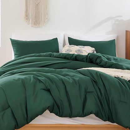 ROSGONIA California King Comforter Set Emerald Green, 3pcs (1 Boho Dark Forest Green Cal King Comforter & 2Pillowcases), Oversized Blanket Quilt