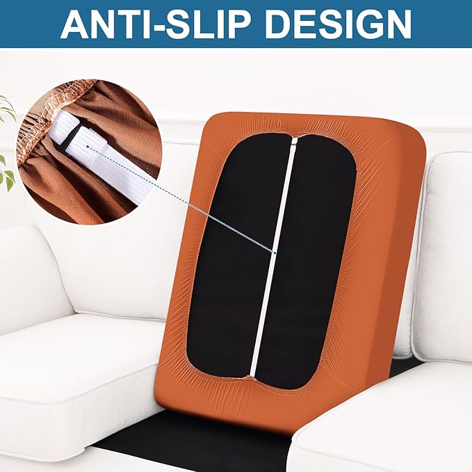 Smiry Printed Couch Cushion Covers, Stretch Soft Couch Covers for Sofa, Washable Non-Slip Sofa Slipcover Furniture Protector for Indoor and Outdoor (Medium,Rust)
