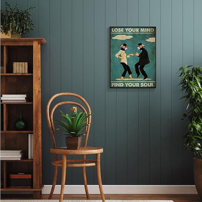 Framed Art Vintage Classic Movie Fiction posters for room aesthetic Spiritual Quotes Lose Your Mind Find Your Soul Canvas Wall Art Cool Music Dance Wall Decor Painting for Bedroom 24x36in