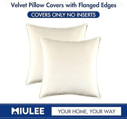 MIULEE Pack of 2 Decorative Christmas Velvet Throw Pillow Covers Soft Pillowcases Solid Square Eruo Sham Cushion Case for Winter Sofa Bedroom Car 26x26 Inch Cream White