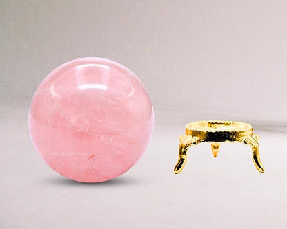 Amazing Gemstone Rose Quartz Crystal Ball with Stand - 2.5 Inches Large Crystal Sphere Meditation Balls for Witchcraft and Decorative Balls