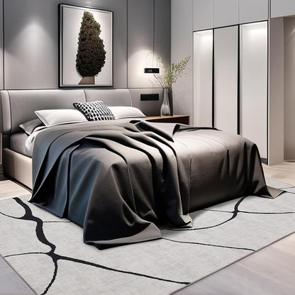 YIHOUSE 5x7 Washable Living Room Rug - Modern Abstract Black and White Area Rug Non-Slip for Bedroom Home Office (Warping, 5'x7'ft)