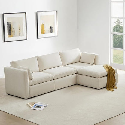 CHITA Oversized Modular Sectional Sofa, FSC Certified L Shaped Sectional Couches for Living Room, 112 inch Width,4 Seat Modular Sofa with Storage Ottoman, Linen