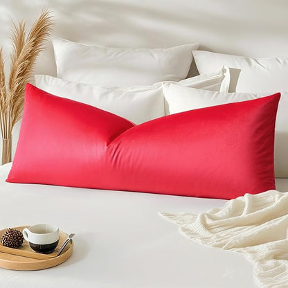 Artscope Luxury Velvet Lumbar Pillow Cover Super Soft Decorative Rectangle Pillowcases Soft Solid Cushion Cases for Couch Sofa Bedroom Car Decor 14x36 Inch Red