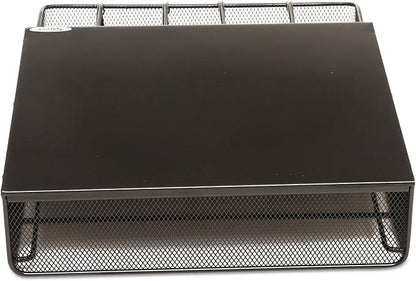 Safco Coffee and Sugar Organizer 3274BL Hospitality Tray, Home, Office, & Hotel, 1 Drawer, Black, 12"W x 11"D x 3 ¼"H