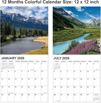 2026 Calendar for Wall, National Parks Calendar 2026 from January 2026 - December 2026, 12" x 24" Opened 12 Months Calendar, Full Page Months Thick & Sturdy Paper for Gift Perfect Calendars