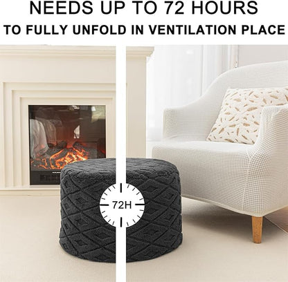 Round Pouf Ottoman 20x20x14 Inches Boho Poof Home Decor Floor Pouffe Ottoman Foot Rest for Couch Sofa Bean Bag Chairs Living Room Bedroom Dark Gray