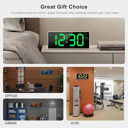 Large Digital Wall Clock 12", Digital Clock with Full Screen Display, 12 RGB Colors Changing, DST, Wall Clock with Night Lights for Elderly Living Room Bedroom Gaming Room (Whie)