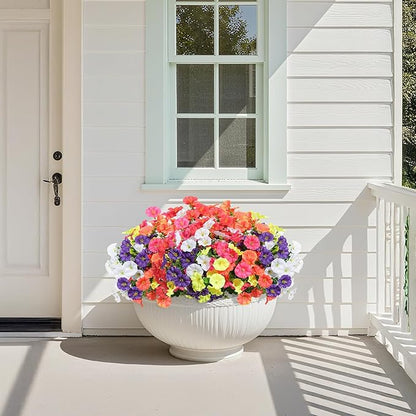 Spring Summer Mix Color Artificial Morning Glory, 12 Bundles Artificial Flowers for Outdoors Decorations UV Resistant Realistic Silk Flowers for Patio Home Decor Garden Planter Window Box Yard
