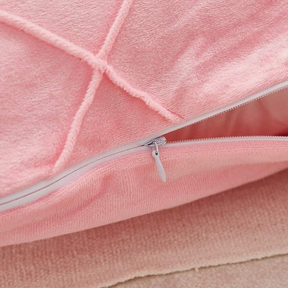 JAUXIO Diamond Pinch Pleated Crystal Velvet Pillowcases 2 Pack Solid Pintuck Throw Cushion Cover for Home Decor Hidden Zipper Closure (Pink, King)