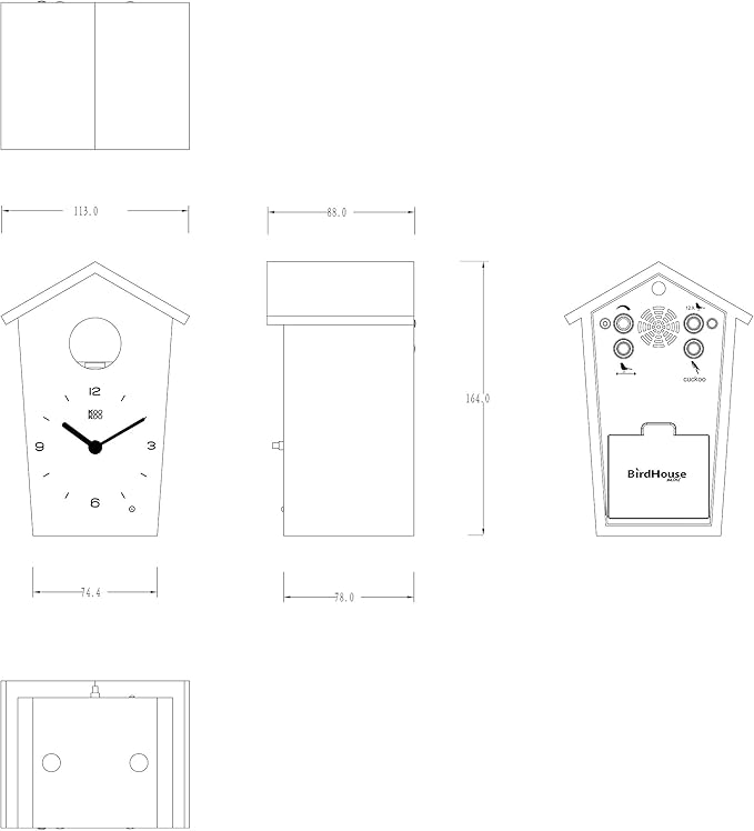 KOOKOO Birdhouse Mini White, Tiny Modern Cuckoo Clock with 12 Natural Bird Songs or Cuckoo Call