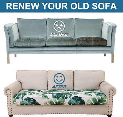 Smiry Printed Couch Cushion Covers, Stretch Soft Couch Covers for Sofa, Washable Non-Slip Sofa Slipcover Furniture Protector for Indoor and Outdoor (Large, Green)
