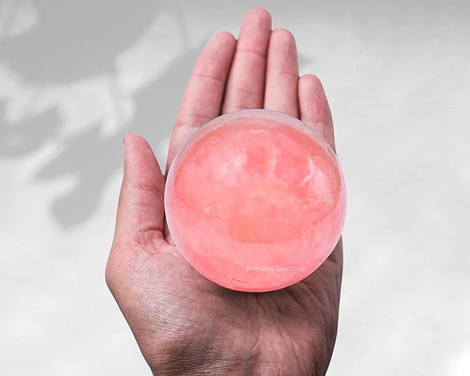 Amazing Gemstone Rose Quartz Crystal Ball with Stand - 3 Inches Large Crystal Sphere Meditation Balls for Witchcraft and Decorative Balls