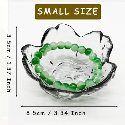 Flower Ring Dish Jewelry Tray, Glass Jewelry Dish Tray, Aesthetic Room Decor Small Trinket Dish, Nightstand Jewlery Ring Holder Dish, Bathroom Jewelry Plate Bowl for Rings Earrings Gift (Smoky Gray)