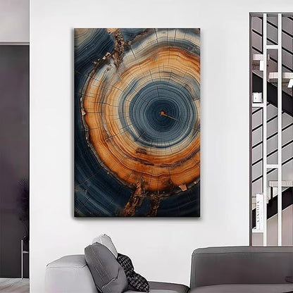 IBHJSART Framed Tree Ring Canvas Wall Art Vintage Colorful Wood Stump Painting Prints Modern Minimalist Pictures Neutral Nature Rustic Farmhouse Decor Living Room Bedroom Bathroom Office