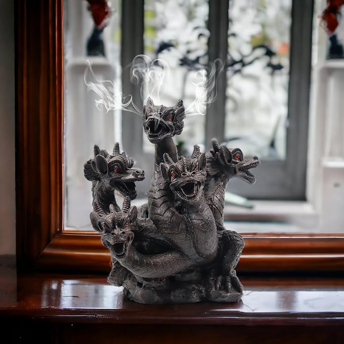 Hosley 2pk 8.5 Inch High Resin Dragon Decor Statue/Incense Cone Burner Smoking Dragon Holder. Ideal for Spa and Aromatherapy Suggested for use with Hosley Brand Incense Cones