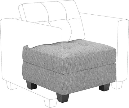 Belffin Ottoman Module with Storage for Modular Sofa Sectional Couch Cube Seat Square Storage Ottoman Footrest Modern Fabric Light Grey